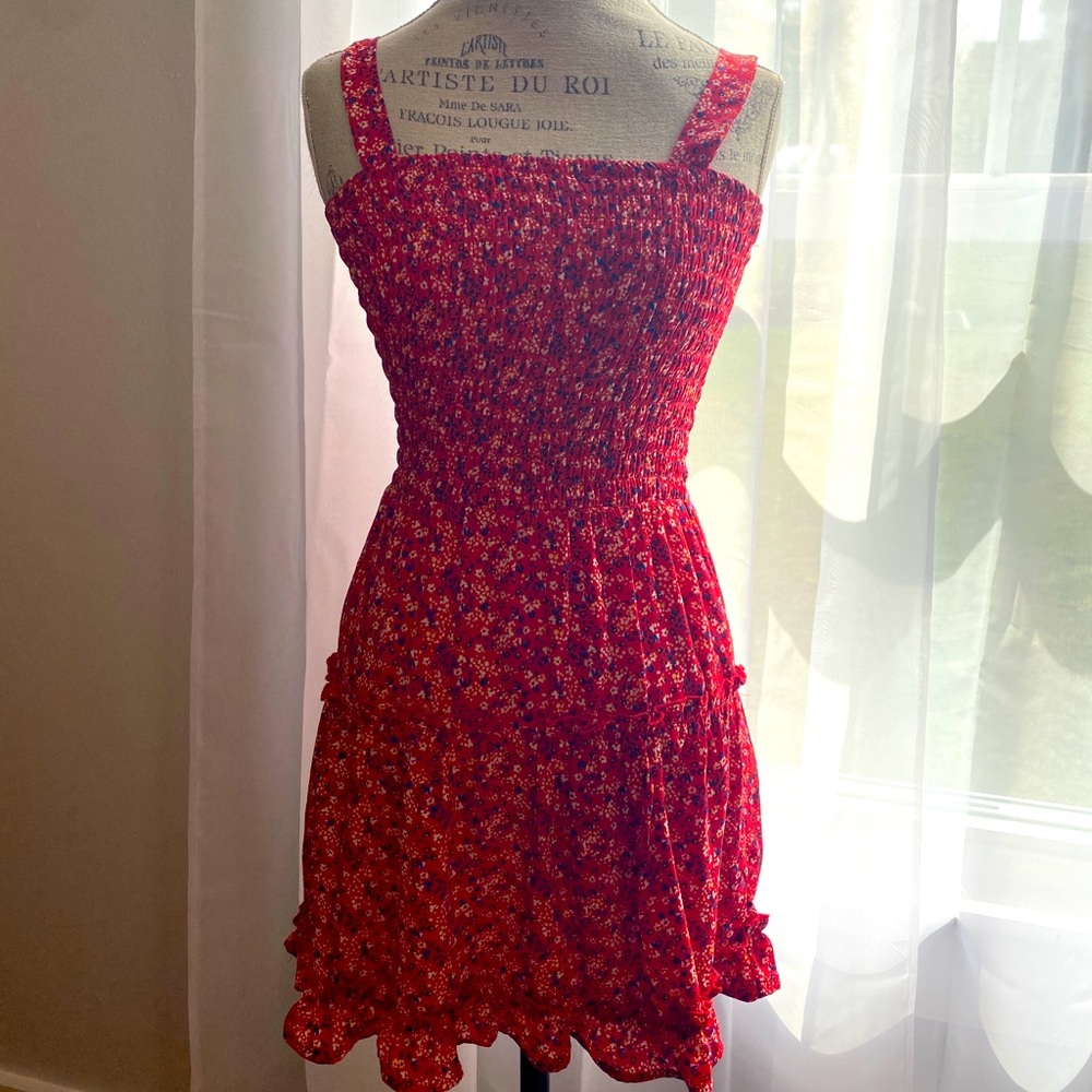 Red ruched top sundress